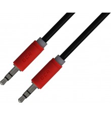 Кабель аудио Greenconnect 1.5m jack 3,5mm/jack 3,5mm черный, красные коннекторы, 28 AWG, M/M, GCR-AVC015-1.5m, экран, стерео                                                                                                                              