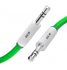 Кабель аудио Greenconnect 0.5m jack 3,5mm/jack 3,5mm зеленый нейлон, белые коннекторы зеленая окантовка, ультрагибкий, 28 AWG, M/M, Premium, экран, стерео, GCR-AVC8262-0.5m                                                                              