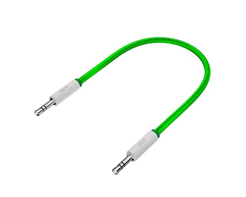 Кабель аудио Greenconnect 0.5m jack 3,5mm/jack 3,5mm зеленый нейлон, белые коннекторы зеленая окантовка, ультрагибкий, 28 AWG, M/M, Premium, экран, стерео, GCR-AVC8262-0.5m