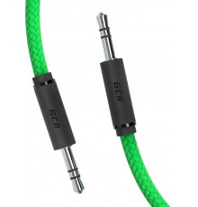 Кабель Greenconnect 1.5m аудио jack 3,5mm/jack 3,5mm зеленый нейлон, черные коннекторы, 28 AWG, M/M, экран, GCR-51739                                                                                                                                     