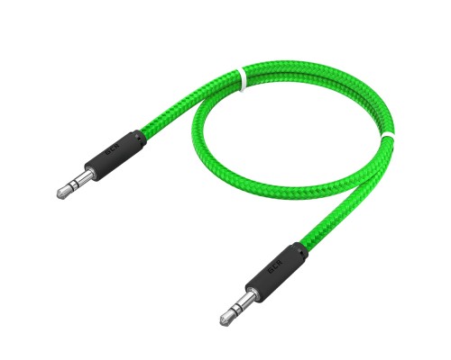 Кабель Greenconnect 1.5m аудио jack 3,5mm/jack 3,5mm зеленый нейлон, черные коннекторы, 28 AWG, M/M, экран, GCR-51739