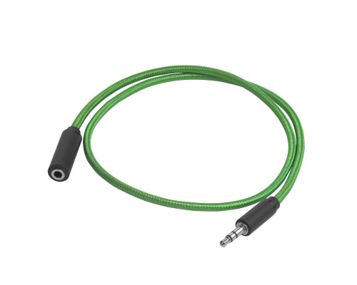 Удлинитель аудио Greenconnect 0.5m jack 3,5mm/jack 3,5m зеленый нейлон, черные коннекторы, ультрагибкий, 28 AWG, M/F, экран, стерео, GCR-STM8202-0.5m
