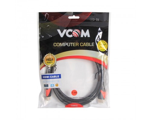 Кабель HDMI 19M/M ver. 2.0 black red, 0.5m VCOM CG525-R-0.5