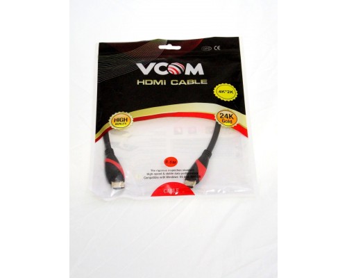 Кабель HDMI 19M/M ver. 2.0 black red, 0.5m VCOM CG525-R-0.5