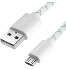 Кабель Greenconnect 2A 1.5m USB 2.0, AM/microB 5pin, бело-зеленый, белые коннекторы, 28/24 AWG, поддержка функции быстрой зарядки, GCR-UA9MCB3-BD-1.5m, морозостойкий.                                                                                    