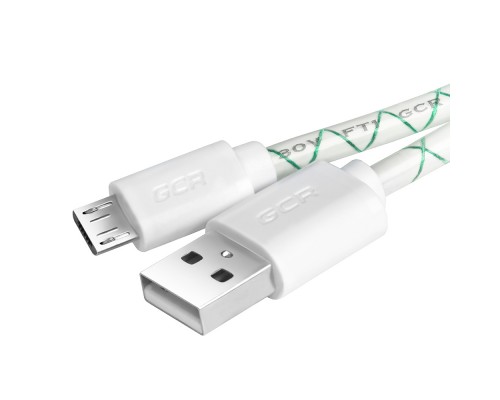 Кабель Greenconnect 2A 1.5m USB 2.0, AM/microB 5pin, бело-зеленый, белые коннекторы, 28/24 AWG, поддержка функции быстрой зарядки, GCR-UA9MCB3-BD-1.5m, морозостойкий.