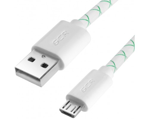 Кабель Greenconnect 2А 0.5m USB 2.0, AM/microB 5pin, бело-зеленый, белые коннекторы, 28/24 AWG, поддержка функции быстрой зарядки, GCR-UA9MCB3-BD-0.5m, морозостойкий.