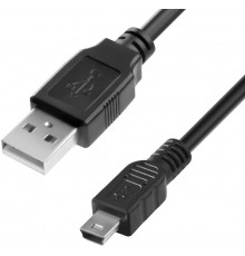 Кабель Greenconnect 1.0m USB 2.0, AM/mini 5P, черный, 28/28 AWG, экран, армированный, морозостойкий, GCR-UM2M5P-BB2S-1.0m                                                                                                                                 