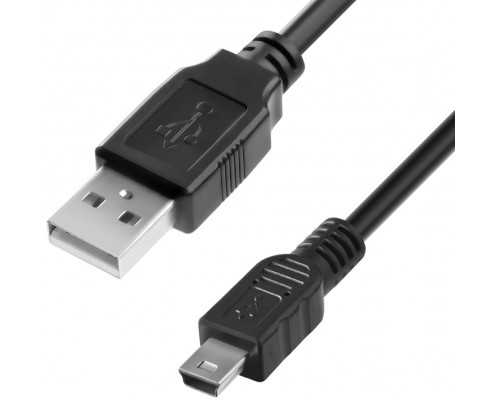 Кабель Greenconnect 1.0m USB 2.0, AM/mini 5P, черный, 28/28 AWG, экран, армированный, морозостойкий, GCR-UM2M5P-BB2S-1.0m