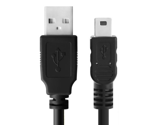 Кабель Greenconnect 1.0m USB 2.0, AM/mini 5P, черный, 28/28 AWG, экран, армированный, морозостойкий, GCR-UM2M5P-BB2S-1.0m