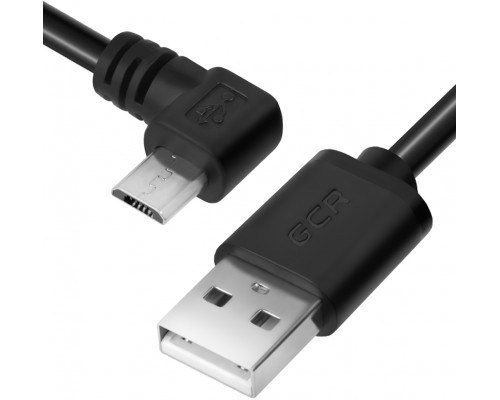 Кабель Greenconnect 0.75m USB 2.0, AM/microB 5pin угловой, черный, 28/28 AWG, экран, армированный, морозостойкий, GCR-UA8AMCB6-BB2S-0.75m