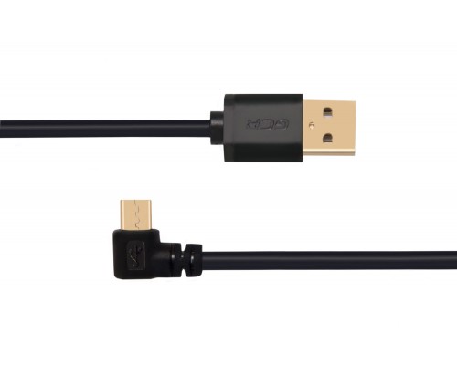 Кабель Greenconnect 0.75m USB 2.0, AM/microB 5pin угловой, черный, 28/28 AWG, экран, армированный, морозостойкий, GCR-UA8AMCB6-BB2S-0.75m