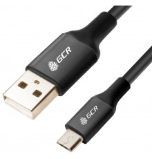 Кабель Greenconnect 3A 1.5m USB 2.0 для Samsung, GOLD, ОS Android, AM/microB 5pin, черный, AL корпус черный, черный ПВХ, 28/22 AWG, поддержка функции быстрой зарядки, GCR-51180                                                                          