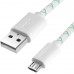 Кабель Greenconnect 2A 1.0m USB 2.0, AM/microB 5pin, бело-зеленый, белые коннекторы, 28/24 AWG, поддержка функции быстрой зарядки, GCR-UA9MCB3-BD-1.0m, морозостойкий.