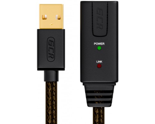 Удлинитель Greenconnect 3.0m USB 2.0, AM/AF, черно-прозрачный, с активным усилителем сигнала, 28/24 AWG, разъём для доп.питания, GCR-UEC3M2-BD2S-3.0m