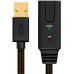 Удлинитель Greenconnect 3.0m USB 2.0, AM/AF, черно-прозрачный, с активным усилителем сигнала, 28/24 AWG, разъём для доп.питания, GCR-UEC3M2-BD2S-3.0m