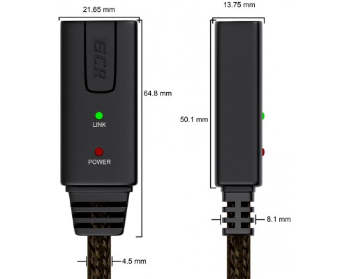 Удлинитель Greenconnect 3.0m USB 2.0, AM/AF, черно-прозрачный, с активным усилителем сигнала, 28/24 AWG, разъём для доп.питания, GCR-UEC3M2-BD2S-3.0m