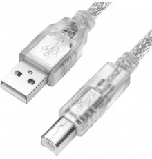 Кабель GCR 1.5m USB 2.0, AM/BM, прозрачный, 28/28 AWG                                                                                                                                                                                                     