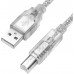 Кабель GCR 1.5m USB 2.0, AM/BM, прозрачный, 28/28 AWG