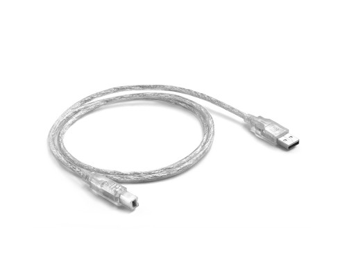 Кабель GCR 1.5m USB 2.0, AM/BM, прозрачный, 28/28 AWG