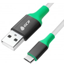 Кабель Greenconnect 1.5m USB 2.0, AM/microB 5pin, белый, алюминиевый корпус черный, зеленый ПВХ, 28/28 AWG, GCR-50549                                                                                                                                     