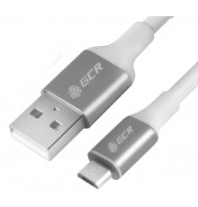 Кабель Greenconnect 1.5m USB 2.0, AM/microB 5pin, белый, алюминиевый корпус серебро, белый ПВХ, 28/28 AWG, GCR-51710                                                                                                                                      