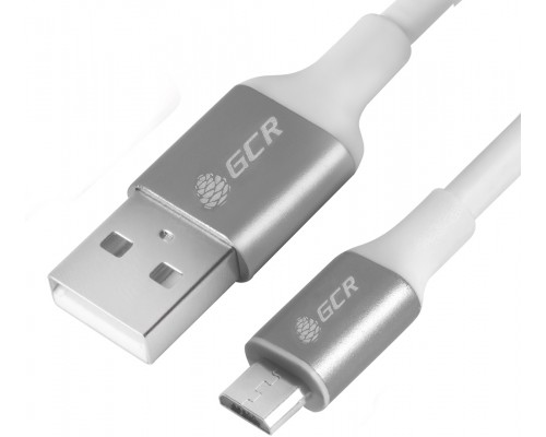 Кабель Greenconnect 1.5m USB 2.0, AM/microB 5pin, белый, алюминиевый корпус серебро, белый ПВХ, 28/28 AWG, GCR-51710