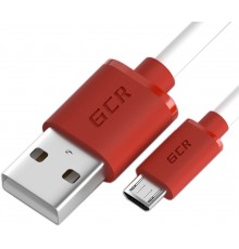 Кабель Greenconnect 1.5m USB 2.0, AM/microB 5pin, белый, красные коннекторы, 28/28 AWG, экран, морозостойкий, GCR-51503                                                                                                                                   