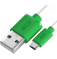 Кабель Greenconnect 1.5m USB 2.0, AM/microB 5pin, белый, зеленые коннекторы, 28/28 AWG, экран, морозостойкий, GCR-51506                                                                                                                                   