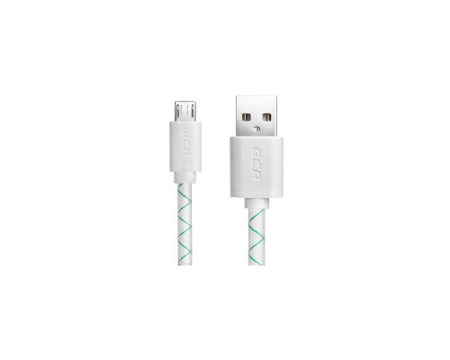Кабель Greenconnect 2A 2.0m USB 2.0, AM/microB 5pin, бело-зеленый, белые коннекторы, 28/24 AWG, поддержка функции быстрой зарядки, морозостойкий