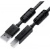 Кабель GCR PROF 0.75m USB 2.0, AM/BM, черный, ферритовые кольца, 28/24 AWG, экран, армированный, морозостойкий, GCR-52416