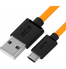 Кабель GCR QC 1.5m MicroUSB, быстрая зарядка, оранжевый TPE, черные коннекторы, 28/22 AWG, GCR-52460                                                                                                                                                      