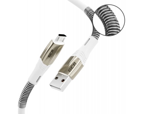 Кабель GCR 1.2m MicroUSB series MERCEDES & SPRING, WHITE, для зарядки, NO Sync data, 22 AWG, GCR-52217