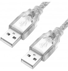 Кабель Greenconnect 0.75m USB 2.0, AM/AM, прозрачный, 28/28 AWG, экран, армированный, морозостойкий, GCR-UM3M-BB2S-0.75m                                                                                                                                  