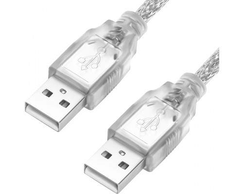 Кабель Greenconnect 0.75m USB 2.0, AM/AM, прозрачный, 28/28 AWG, экран, армированный, морозостойкий, GCR-UM3M-BB2S-0.75m