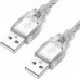 Кабель Greenconnect 0.75m USB 2.0, AM/AM, прозрачный, 28/28 AWG, экран, армированный, морозостойкий, GCR-UM3M-BB2S-0.75m