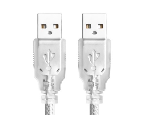 Кабель Greenconnect 0.75m USB 2.0, AM/AM, прозрачный, 28/28 AWG, экран, армированный, морозостойкий, GCR-UM3M-BB2S-0.75m