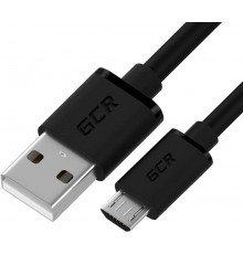 Кабель GCR QC 1.5m MicroUSB, быстрая зарядка, черный TPE, черные коннекторы, 28/22 AWG, GCR-52461                                                                                                                                                         