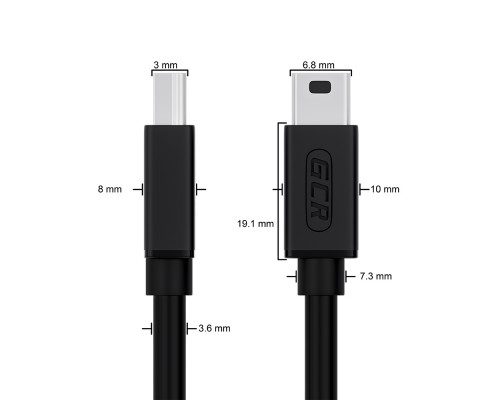 Кабель Greenconnect 3.0m USB 2.0, AM/mini 5P, черный, 28/28 AWG, экран, армированный, морозостойкий, GCR-UM2M5P-BB2S-3.0m