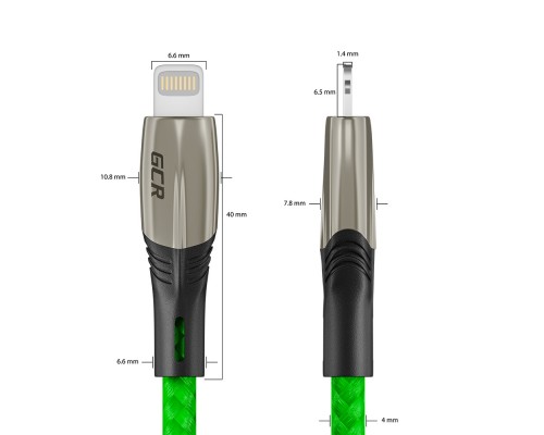 Кабель GCR 1.2m для iPhone, iPad, Air,, MFI series MERCEDES, GREEN NYLON, GCR-52784