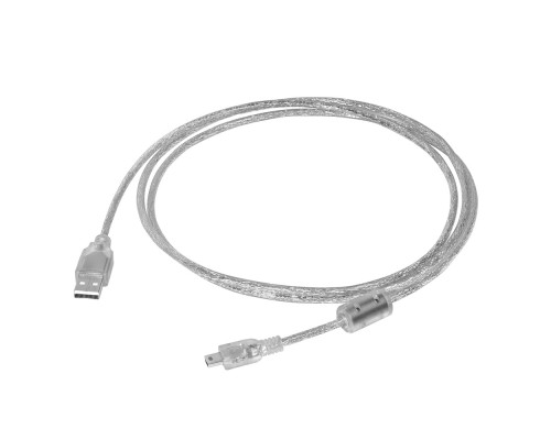 Кабель Greenconnect 1.5m USB 2.0, AM/mini 5P, прозрачный, ферритовое кольцо, 28/28 AWG, экран, армированный, морозостойкий, GCR-UM1M5P-BB2S-1.5m, экран, армированный, морозостойкий