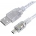 Кабель Greenconnect 1.5m USB 2.0, AM/mini 5P, прозрачный, ферритовое кольцо, 28/28 AWG, экран, армированный, морозостойкий, GCR-UM1M5P-BB2S-1.5m, экран, армированный, морозостойкий