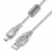 Кабель Greenconnect 1.5m USB 2.0, AM/mini 5P, прозрачный, ферритовое кольцо, 28/28 AWG, экран, армированный, морозостойкий, GCR-UM1M5P-BB2S-1.5m, экран, армированный, морозостойкий