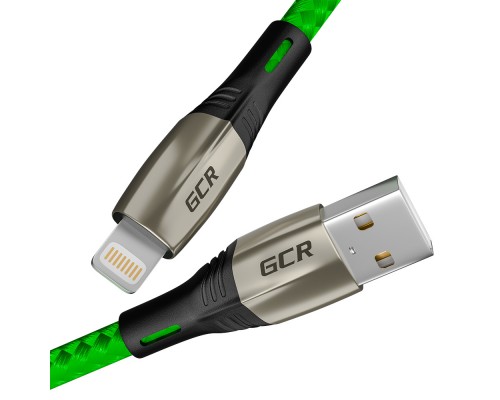 Кабель GCR 1.7m для iPod, iPod, iPhone, iPad, MFI series MERCEDES, GREEN NYLON, GCR-52785