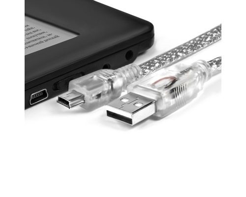 Кабель Greenconnect 3.0m USB 2.0, AM/mini 5P, прозрачный, 28/28 AWG, экран, армированный, морозостойкий, GCR-50795