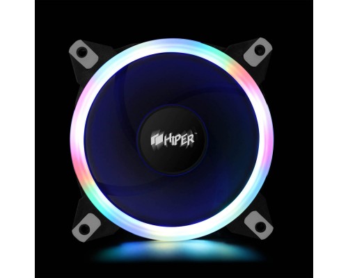 Вентилятор Single ring, RGB fan HIPER HCF1251-03, 120*120*25mm (38.5CFM, 1200RPM, 3+4PIN)