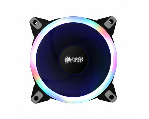 Вентилятор Single ring, RGB fan HIPER HCF1251-03, 120*120*25mm (38.5CFM, 1200RPM, 3+4PIN)