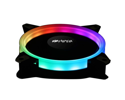 Вентилятор Single ring, RGB fan HIPER HCF1251-03, 120*120*25mm (38.5CFM, 1200RPM, 3+4PIN)