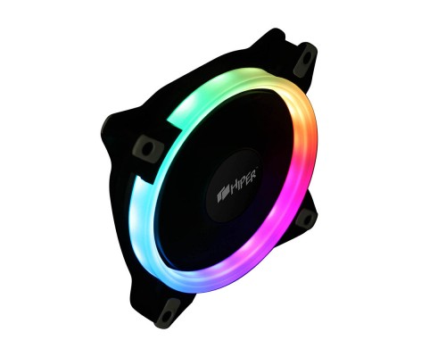 Вентилятор Single ring, RGB fan HIPER HCF1251-03, 120*120*25mm (38.5CFM, 1200RPM, 3+4PIN)