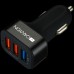 Автомобильное зарядное устройство CANYON C-07 Universal 3xUSB car adapter(1 USB with Quick Charger QC3.0), Input 12-24V, Output USB/5V-2.1A+QC3.0/5V-2.4A&9V-2A&12V-1.5A, with Smart IC, black rubber coating+black metal ring+QC3.0 port with blue/other